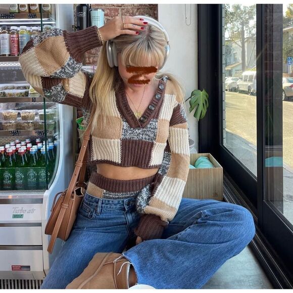 2 pc For love and lemons checker print Knit Sweater set - Picture 12 of 12